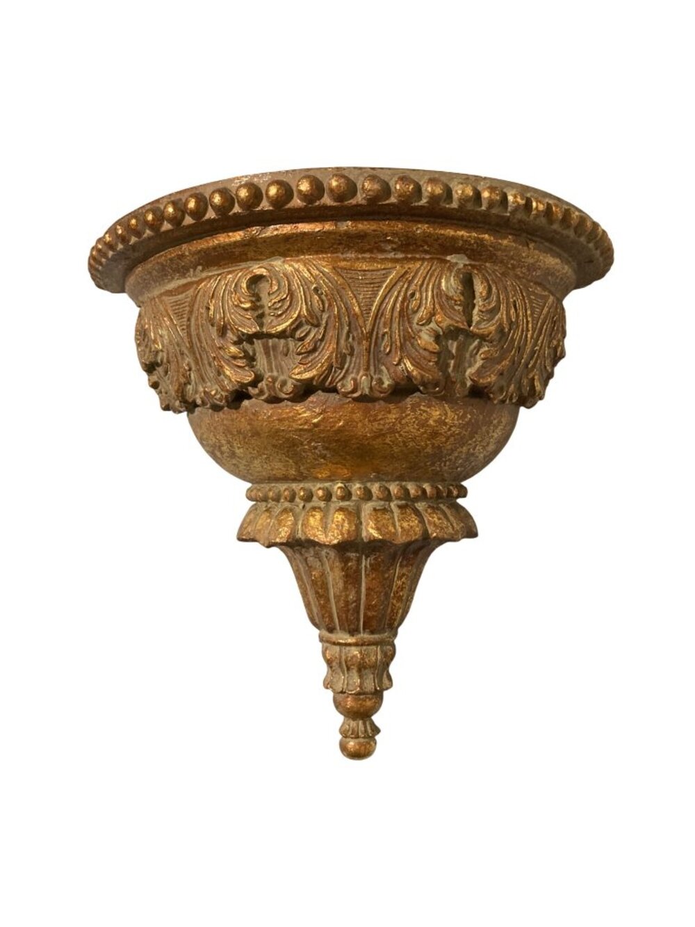 Vintage Louis XVI French Style Gold Tone Corbel Wall Shelf With Acanthus Motif